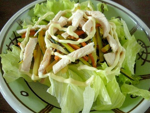 ☆鶏ハムときんぴらのマヨ鶏がら塩糀サラダ☆